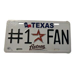 Houston Astros #1 Fan Texas State Metal License Plate Vintage 2003 Old Logo